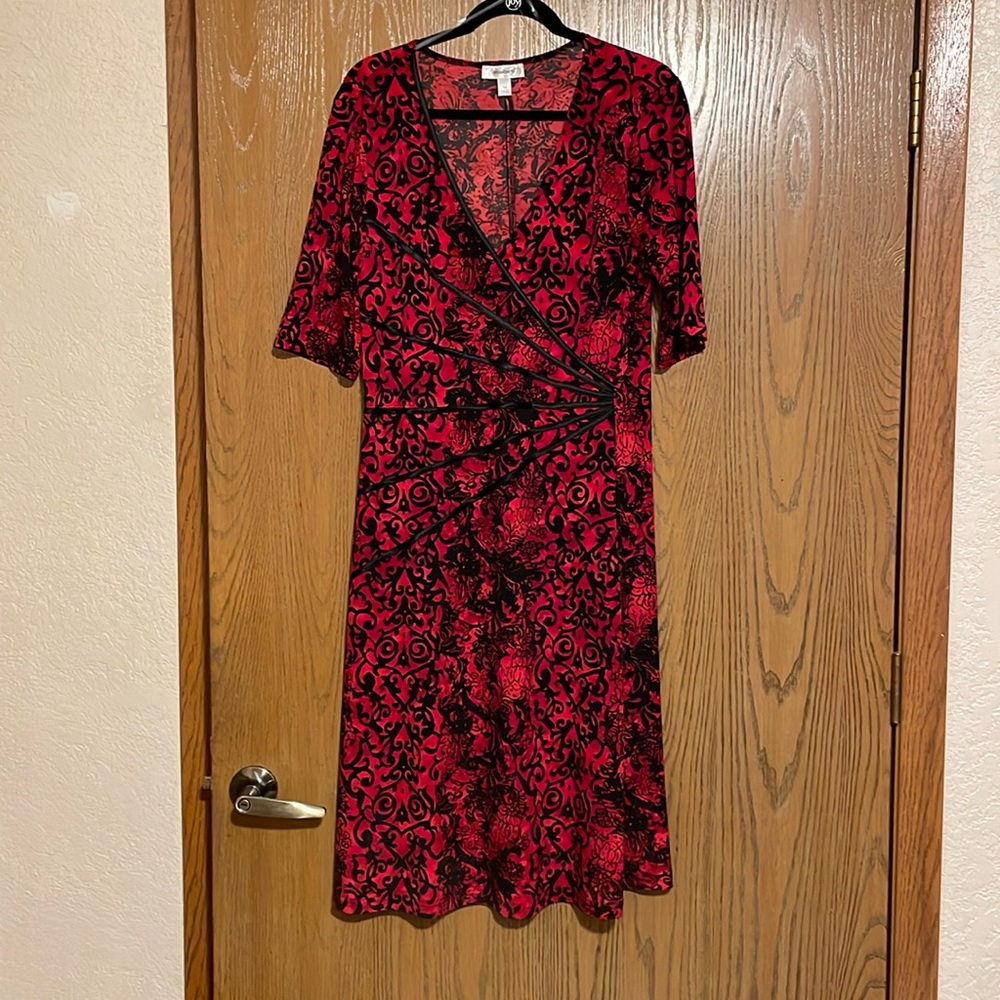 Dressbarn Red & Black Dress Size 14